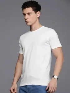 Louis Philippe Jeans Solid Round Neck Pure Cotton Slim Fit T-shirt