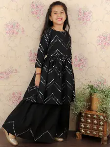 VASTRAMAY Girls Embellished Mirror Work Ready to Wear Lehenga & Blouse