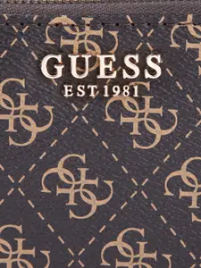 GUESS Brand Logo Printed Zip Around Wallet