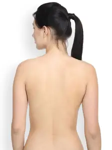 PrettyCat Beige Solid Non-Wired Lightly Padded Stick-On Bra