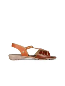 Bata Textured Laser Cut Open Toe Flats