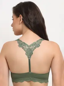 MAKCLAN Racerback Bra Lace Inserted Medium Coverage Underwired Lightly Padded