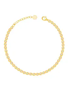 GIVA 925 Sterling Silver Gold-Plated Stone-Studded Anklet