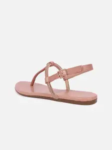 DressBerry Embellished T-Strap Flats