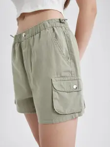 DeFacto Women Mid-Rise Pure Cotton Regular Shorts