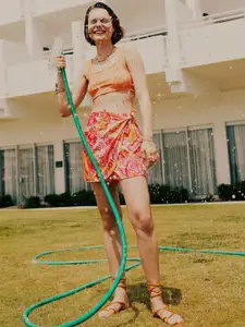 DeFacto Women Paisley Print Straight Wrap Mini Skirt