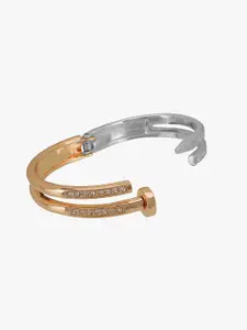 Adwitiya Collection Gold-Plated Stone Studded Layered Kada Bracelet