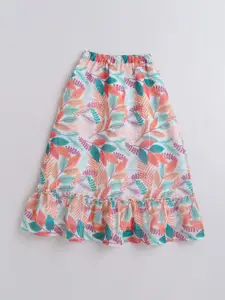 taffykids Girls One Shoulder Top With Printed Skirt