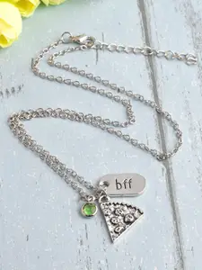 EL REGALO Set Of 6 Stone Studded Best Friends Pizza Pendant With Chain