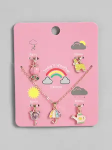 EL REGALO Girls Set Of 5 Charm Pendants With Chain