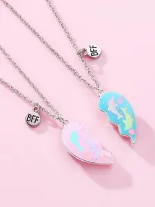 EL REGALO Set Of 2 Heart Magnetic Pendants With Chain