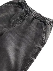 NEXT Girls Solid Jogger Mid-Rise Heavy Fade Cuffed Hem Pure Cotton Jeans