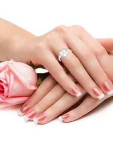 Vighnaharta Rhodium-Plated Cubic Zirconia Studded Initial A Finger Ring