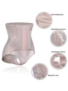 PLUMBURY High Waist Tummy Control Shapewear Panty with Hook Belt