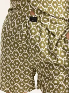 Snitch Green & White Printed Shirt & Shorts