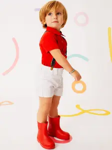 Koton Infant Boys Mid-Rise Denim Shorts With Suspenders