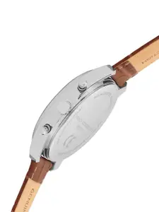 French Connection Men Embellished Dial & Leather Straps Analogue Watch FCN00052D