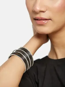 ATIBELLE Set Of 24 Silver-Plated & AD-Studded Bangles