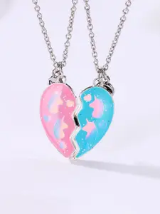 EL REGALO Set Of 2 Heart Magnetic Pendants With Chain