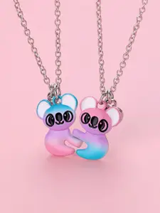 EL REGALO Set Of 2 Abstract Bear Design Pendant With Chain