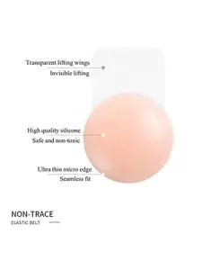 BRACHY Silicone Stick-On Adhesive Backless Dry Fit Breast Lift Push Up Nipple Pad Bra