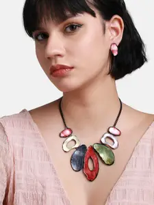 SOHI Abstract Halo Necklace & Earrings Jewellery Set