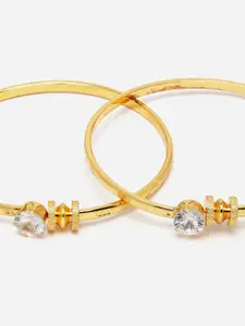 Anouk Set Of 2 Gold-Plated American Diamond Studded Bangle-Style Bracelets