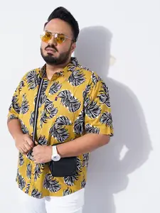 Hardsoda by The Indian Garage Co Plus Size Floral Printed Twill Weave Spread Collar Casual Shirt