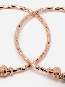 DressBerry Set Of 2 Brass American Diamond Rose Gold-Plated Kada Bracelet