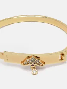 DressBerry Gold-Plated & White Brass American Diamond Cuff Bracelet