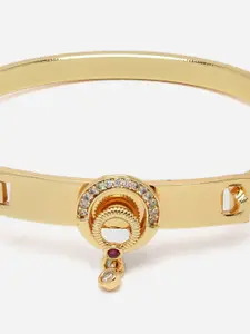 DressBerry Gold-Plated & White American Diamond Cuff Bracelet