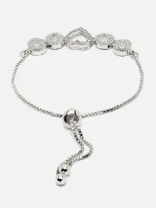 DressBerry Women Brass American Diamond Rhodium-Plated Link Bracelet