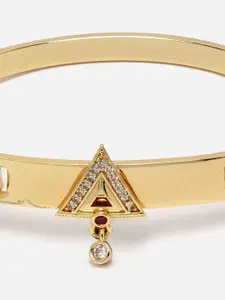 DressBerry Women Brass American Diamond Gold-Plated Cuff Bracelet