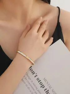 MYKI Gold Plated Cubic Zirconia Kada Bracelet