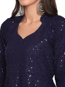 KALINI Pack of 2 Ethnic Motifs Embroidered Panelled Chikankari A-Line Kurta