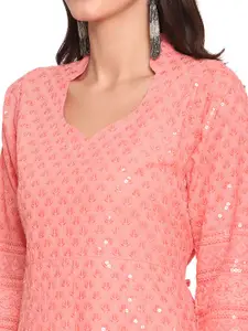 KALINI Pack Of 2 Chikankari Embroidered Sequined Cotton Kurta