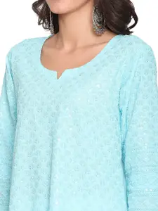 KALINI Pack Of 2 Chikankari Embroidered Sequined Cotton Kurta