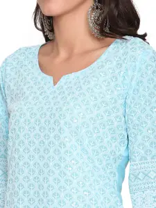 KALINI Pack Of 2 Chikankari Embroidered Sequined Cotton Kurta