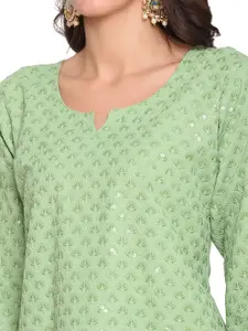 KALINI Pack of 2 Ethnic Motifs Embroidered Chikankari Straight Kurta