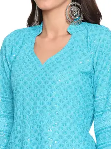 KALINI Pack Of 2 Chikankari Embroidered Sequined Cotton Kurta