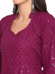 KALINI Pack of 2 Ethnic Motifs Embroidered Panelled Chikankari A-Line Kurta