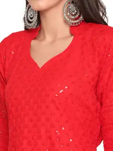 KALINI Pack of 2 Ethnic Motifs Embroidered Chikankari Straight Kurta