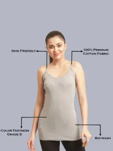 FBAR Pack Of 2 Non Padded Pure Cotton Long Camisoles