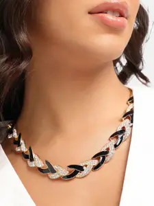 SOHI Gold-Plated Stone-Studded Necklace