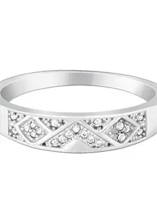 GIVA Men 925 Sterling Silver Rhodium-Plated CZ-Studded Finger Ring