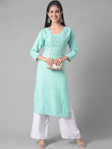 Dollar Missy Ethnic Motifs Woven Design Beads & Stones Detail Straight Kurta