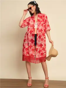 Trend Arrest Floral Printed Longline Shrug