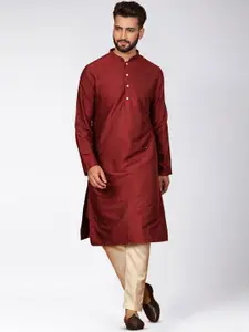 KISAH Men Slim Fit Cotton Kurta & Indowestern Sherwani with Churidar Set