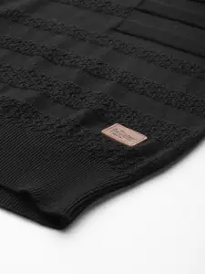 Roadster Men Striped Self Design Pure Cotton Pullover