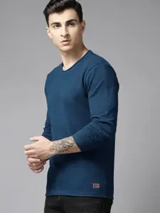 Roadster Men Self Design Pure Cotton Pullover